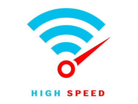 Fast wi fi internet connection vector logo on white background